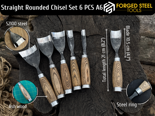 Forged Straight Rounded Chisels Set 6 PCS.