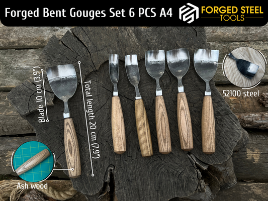Forged Bent Gouges Set 6 PCS. Bent chisel.