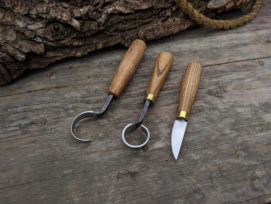 Spoon Carving Knife Set 3pcs. Hand Forged Wood Carving Tool.